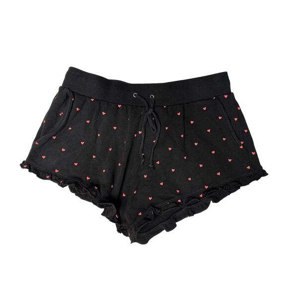 Plush Apparel black heart pajama shorts size Small - Picture 1 of 4
